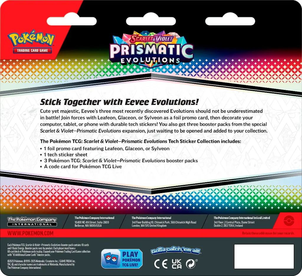 Pokemon TCG - SV8.5 - Prismatic Evolution - Tech Sticker Collection